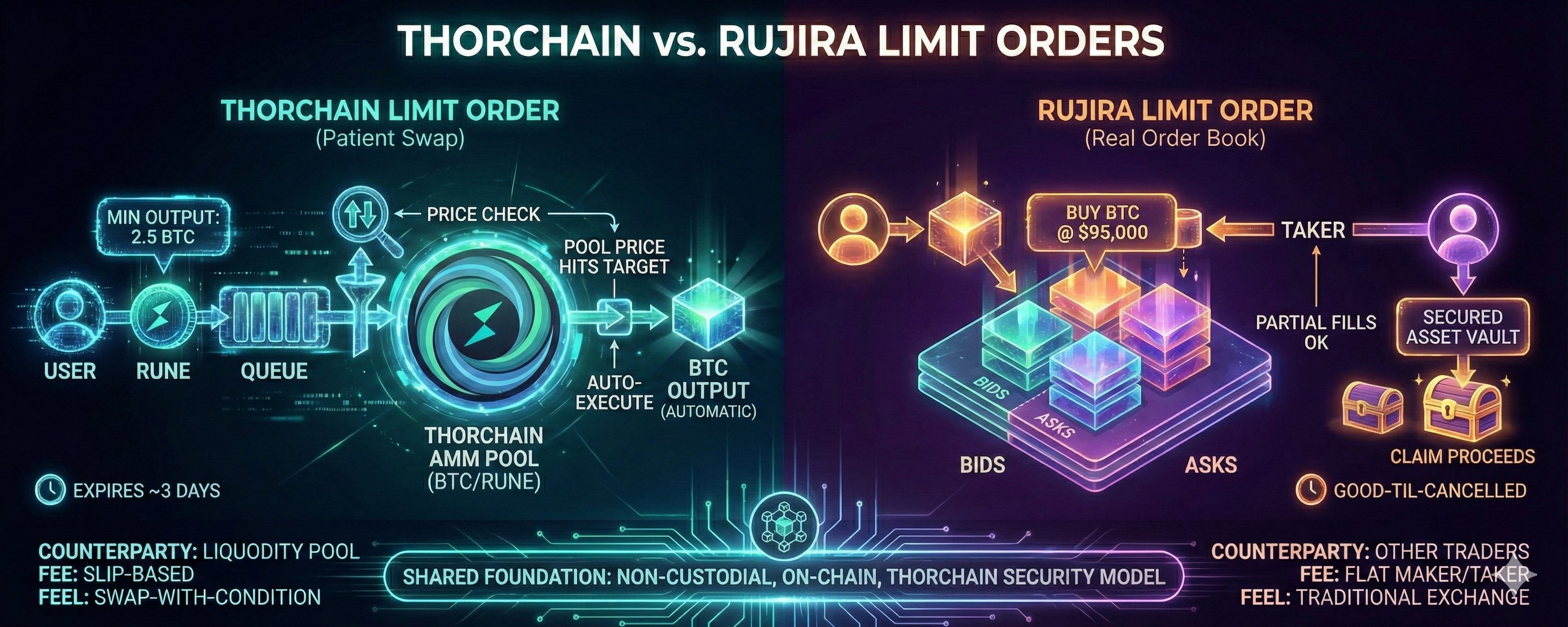 THORChain vs Rujira Limit Orders